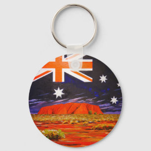 Ayers Rock und australische Flagge Schlüsselanhänger