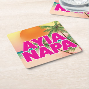 Ayia Napa Holiday Poster Rechteckiger Pappuntersetzer