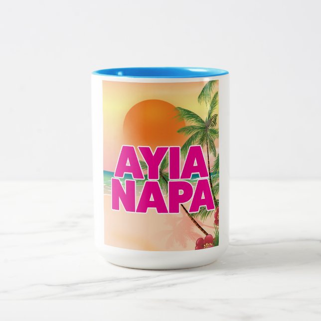 Ayia Napa Holiday Poster Zweifarbige Tasse (Mittel)