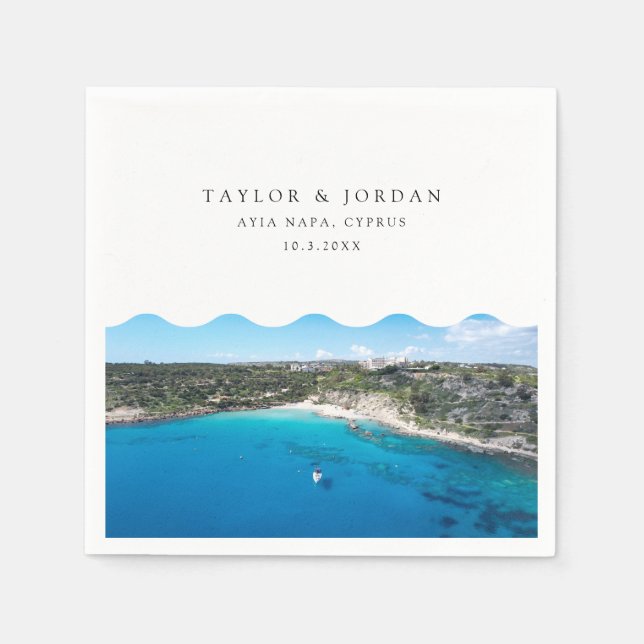 Ayia Napa Wedding Cyprus Custom Cocktail Napkin Serviette (Vorderseite)