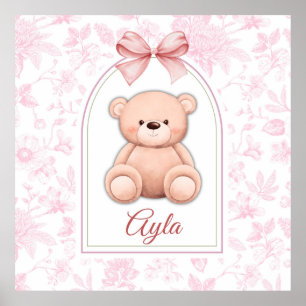 Ayla   Benutzerdefiniertes rosa Teddy-Bär-Kinderzi Poster