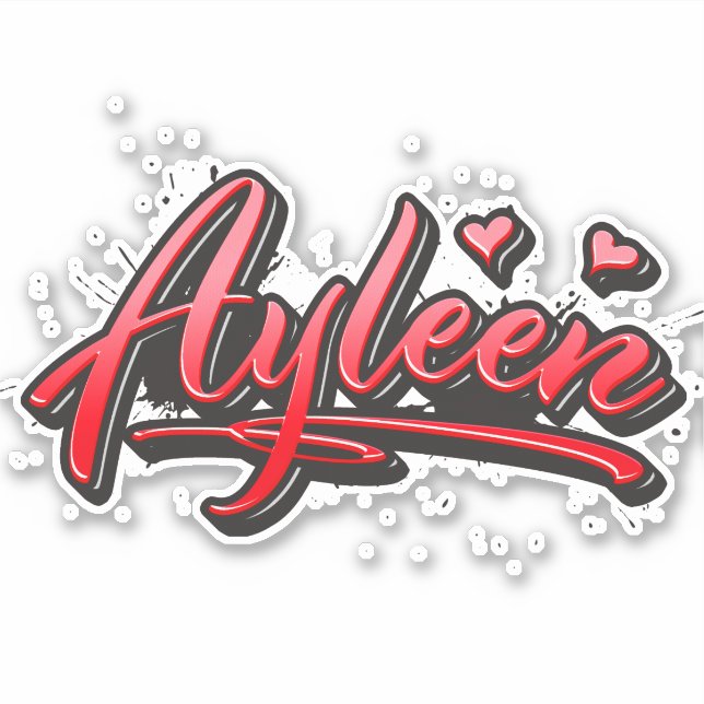 Ayleen red Heart Graffiti Aufkleber Sticker (Vorderseite)