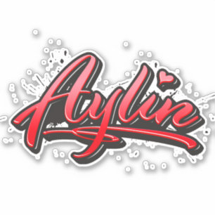 Aylin red Heart Graffiti Aufkleber Sticker