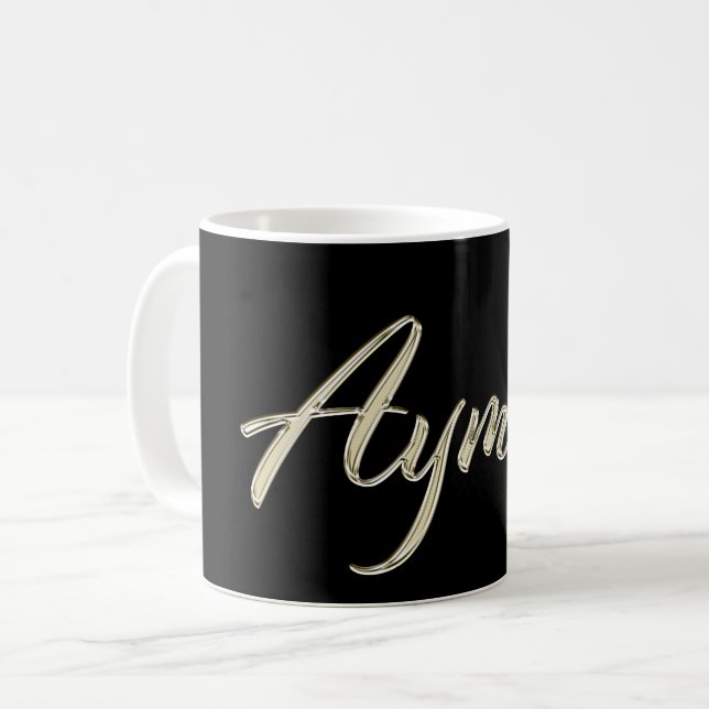 Ayman Name whitegold Tasse Teetasse Kaffeetasse (Vorderseite Links)