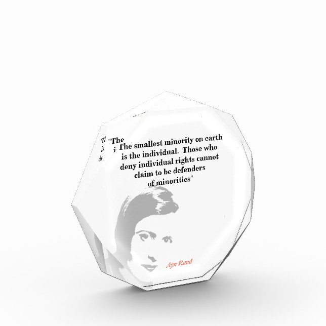 Ayn Rand zitiert auf dem kleinsten Foto der Minder (Links)