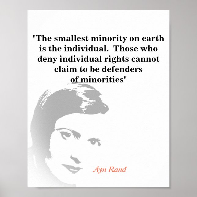 Ayn Rand zitiert auf die kleinste Minderheit Poster (Vorne)