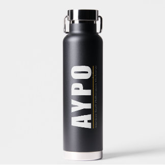 AYPO Wasserflasche schwarz mit weißem Logo Trinkflasche