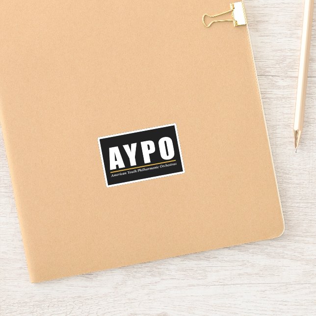 AYPO White Logo Schwarzer Hintergrund Aufkleber (Notizbuch)