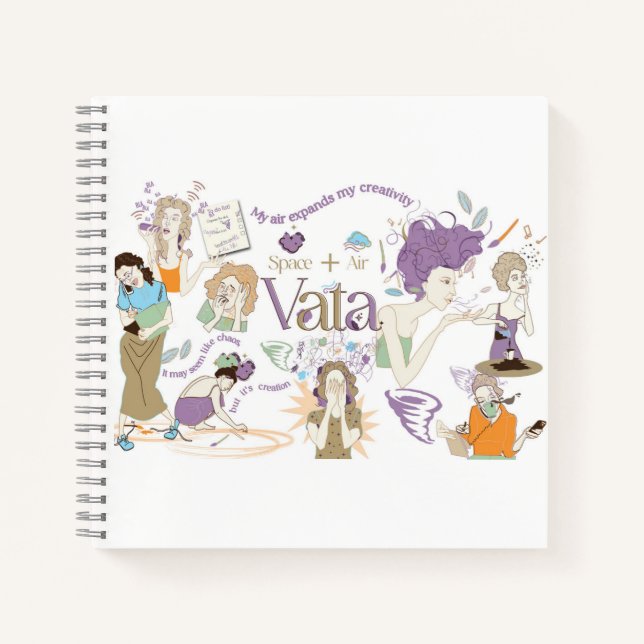 Ayurveda Vata Dosha-Notebook mit orangefarbener Rü Notizbuch (Vorderseite)