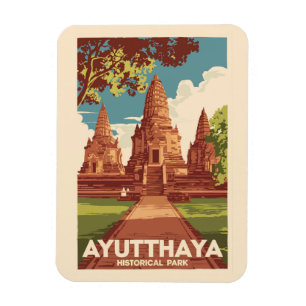 Ayutthaya Historischer Park Illustration Reisen Ku Magnet
