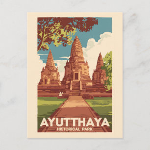 Ayutthaya Historischer Park Illustration Reisen Ku Postkarte