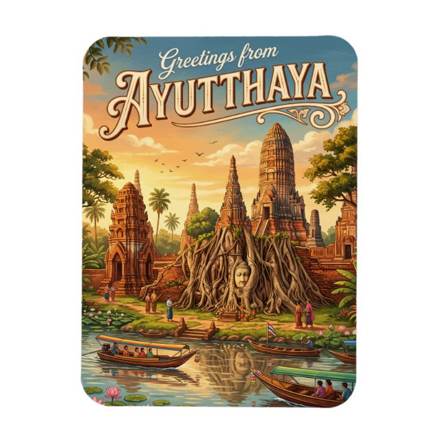 Ayutthaya Historischer Park Thailand Magnet (Vertikal)