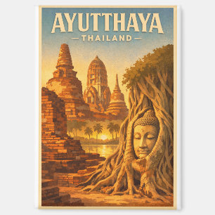 Ayutthaya, Thailand, in einem zeitlosen Retro-Stil Magnet