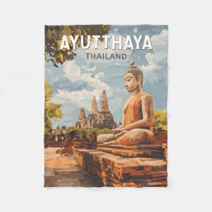 Ayutthaya Thailand Reisen Kunst Vintag Fleecedecke