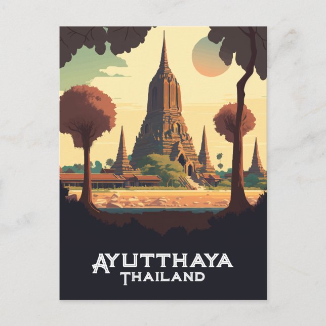 Ayutthaya Thailand Temple Sunset Postkarte (Vorderseite)