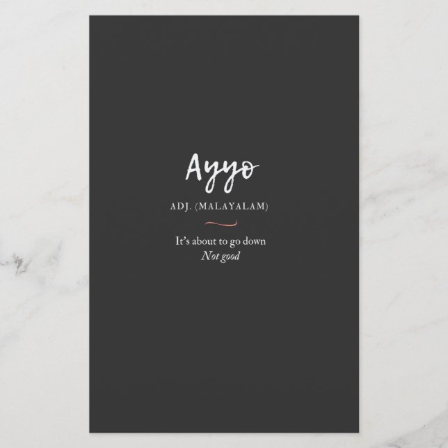 ayyo-Definition für Malayalam-Shirt Briefpapier (Vorderseite)