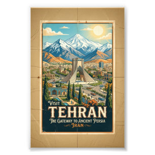 Azadi-Turm & Alborz-Gebirge Iran Reiseplakat Fotodruck