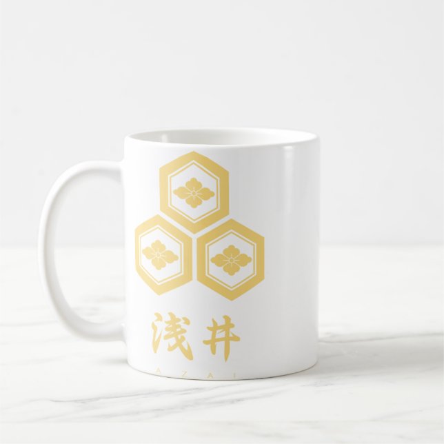 Azai Clan kamon mit Clan-Namen Kaffeetasse (Links)