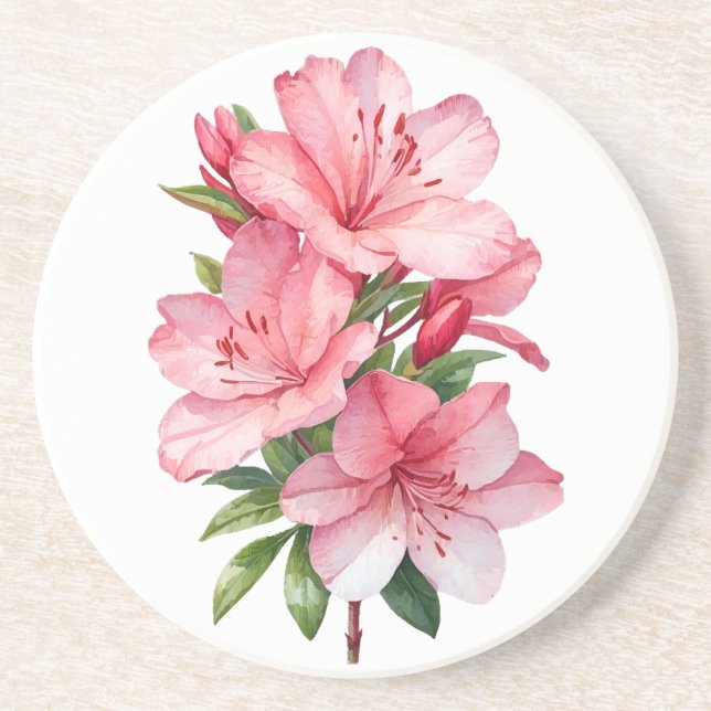 Azalea Blume Aquarellmalerei Getränkeuntersetzer (Vorne)