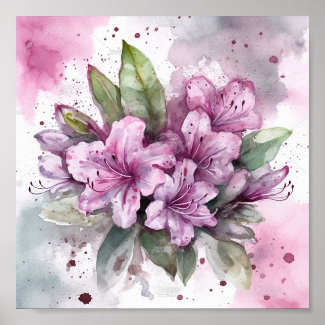 Azalea Digitale Aquarellbilder Poster (Vorne)