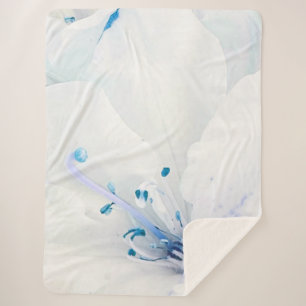 * Azalea Kunstmalerei Blume Weiß Aquamarin Sherpadecke