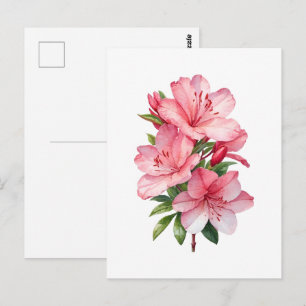 Azaleenblüten-Aquarellmalerei Postkarte