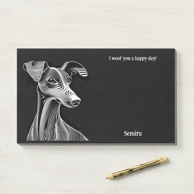 Azawakh Abstrakt Art Dog Name Post-it Klebezettel (Auf Schreibtisch)