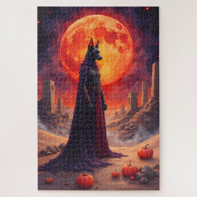 Azawakh Dark Desert Halloween Fantasy Kunst Puzzle (Vertikal)