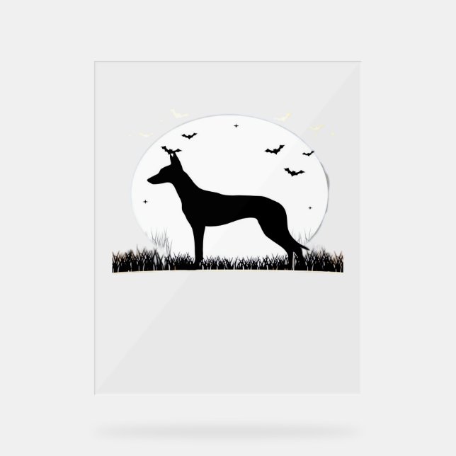 Azawakh Dog - Halloween Moon Silhouette Classic T- Acrylschild (Vorderseite)