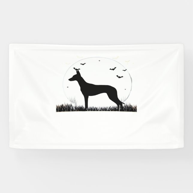 Azawakh Dog - Halloween Moon Silhouette Classic T- Banner (Horizontal)