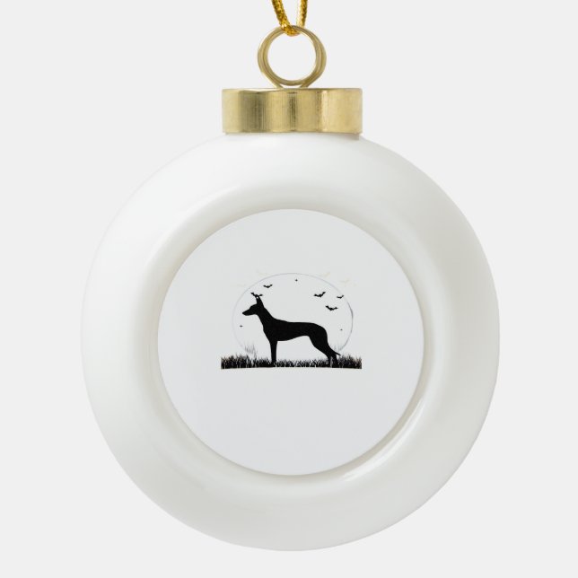 Azawakh Dog - Halloween Moon Silhouette Classic T- Keramik Kugel-Ornament (Vorderseite)