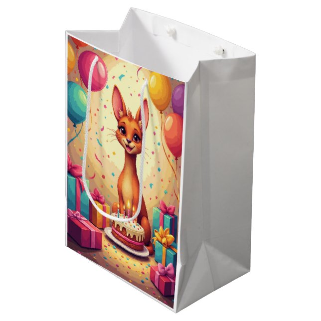 Azawakh-Geburtstagsfeier Mittlere Geschenktüte (Vorderseite Schrägansicht)