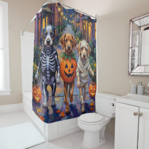Azawakh-Hunde beim Trick-or-Treat Halloween-Kostüm Duschvorhang