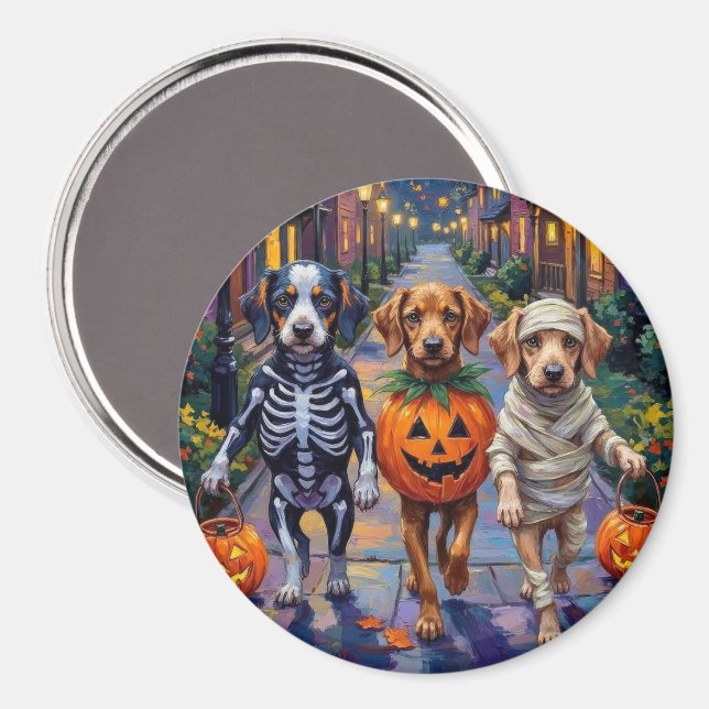 Azawakh Hunde Trick-oder-Treating Halloween-Kostüm Magnet (Vorderseite/Rückseite)