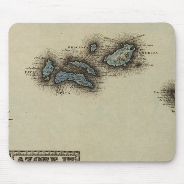 Azore Inseln Atlas Karte Mousepad (Vorne)