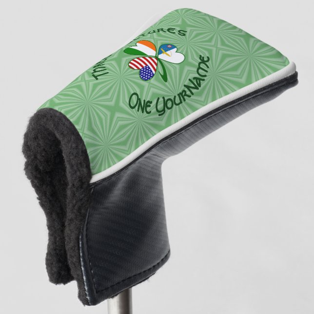 Azorean Irish American Flags Kleeblatt Personalisi Golf Headcover (3/4 Vorderseite)