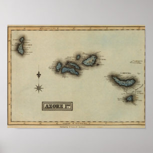 Azoren-Atlas-Karte Poster