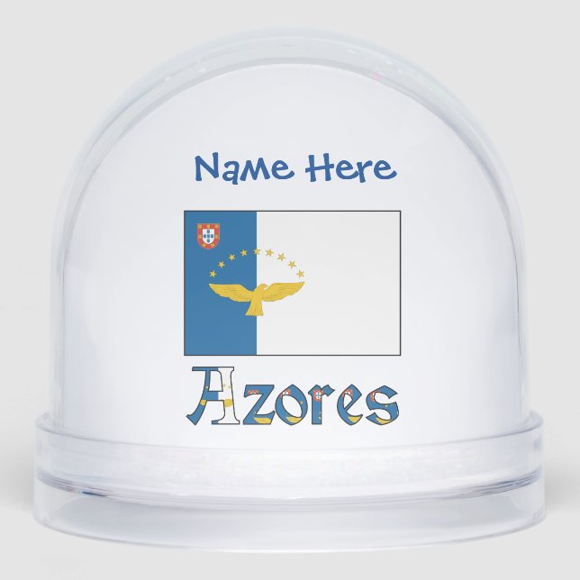 Azoren Azorean Flaggen Blaue Personalisierung Schneekugeln (Vorderseite)