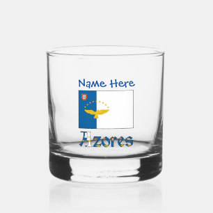 Azoren Azoreanische Flagge Blau Personalisierung  Whiskyglas