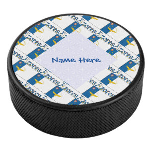 Azoren Azoreanische Flagge Kachel Personalisiert  Eishockey Puck