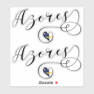 Azoren Flaggenherz, Portugal, Azoren Aufkleber