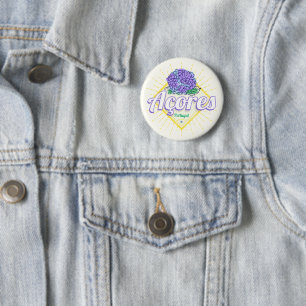 Azoren Hortensien-Blumen-Insel Portugal Vintage Button