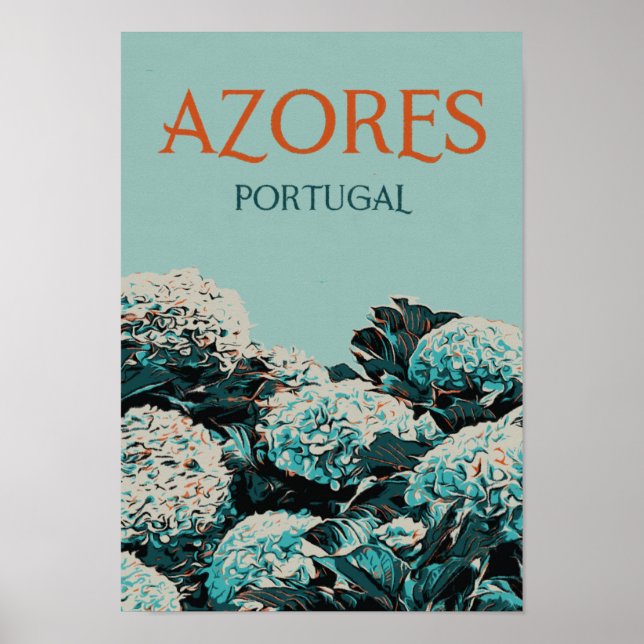 Azoren-Hydrangeas-Beispiel Portugal Poster (Vorne)
