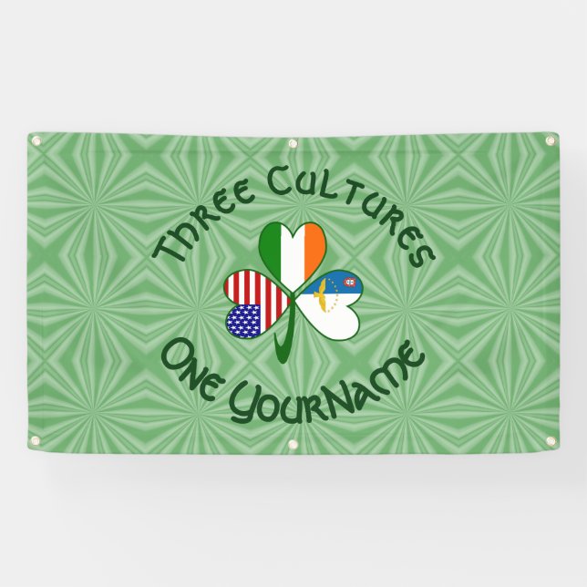Azoren Irland USA Kleeblatt Flag Personalisiert Banner (Horizontal)
