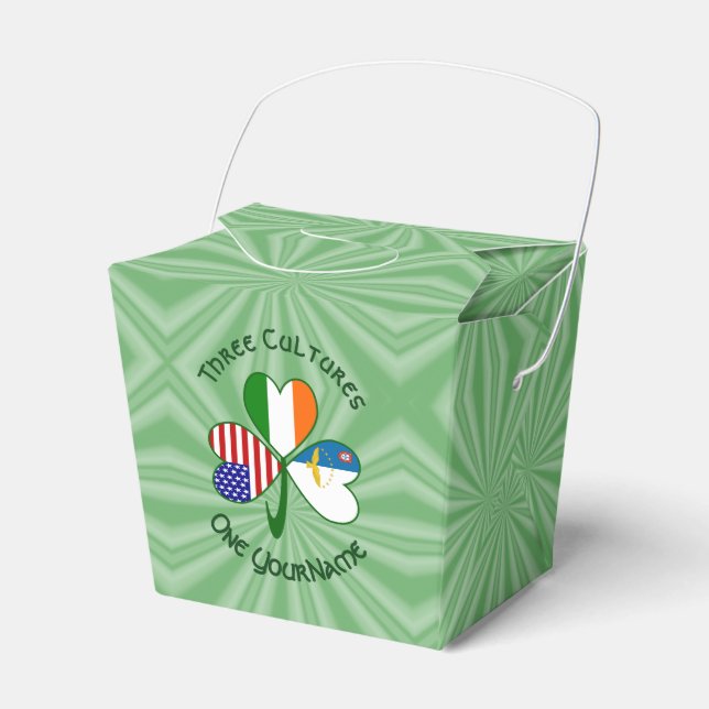 Azoren Irland USA Kleeblatt Flag Personalisiert Geschenkschachtel (Vorderseite)