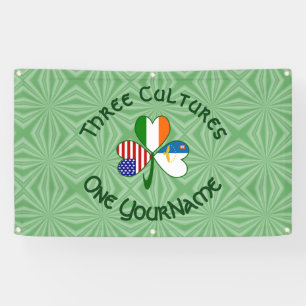 Azoren Irland USA Shamrock Flag Personalisiert Banner