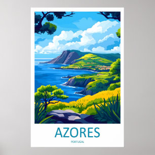 Azoren Plakat Reise Park National Skigebiet Vintag