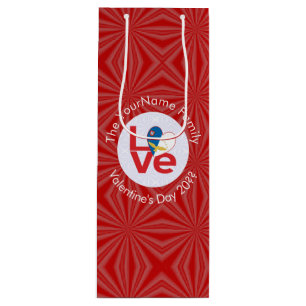 Azoren Rot LOVE Flag Personalisiert Geschenktüte Für Weinflaschen