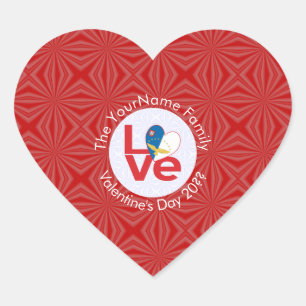Azoren Rot LOVE Flag Personalisiert Herz-Aufkleber