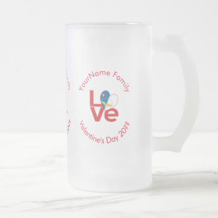 Azoren Rot LOVE Flag Personalisiert Mattglas Bierglas